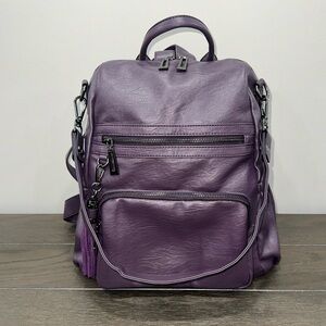 Uromee Purple Vegan Leather Backpack Purse